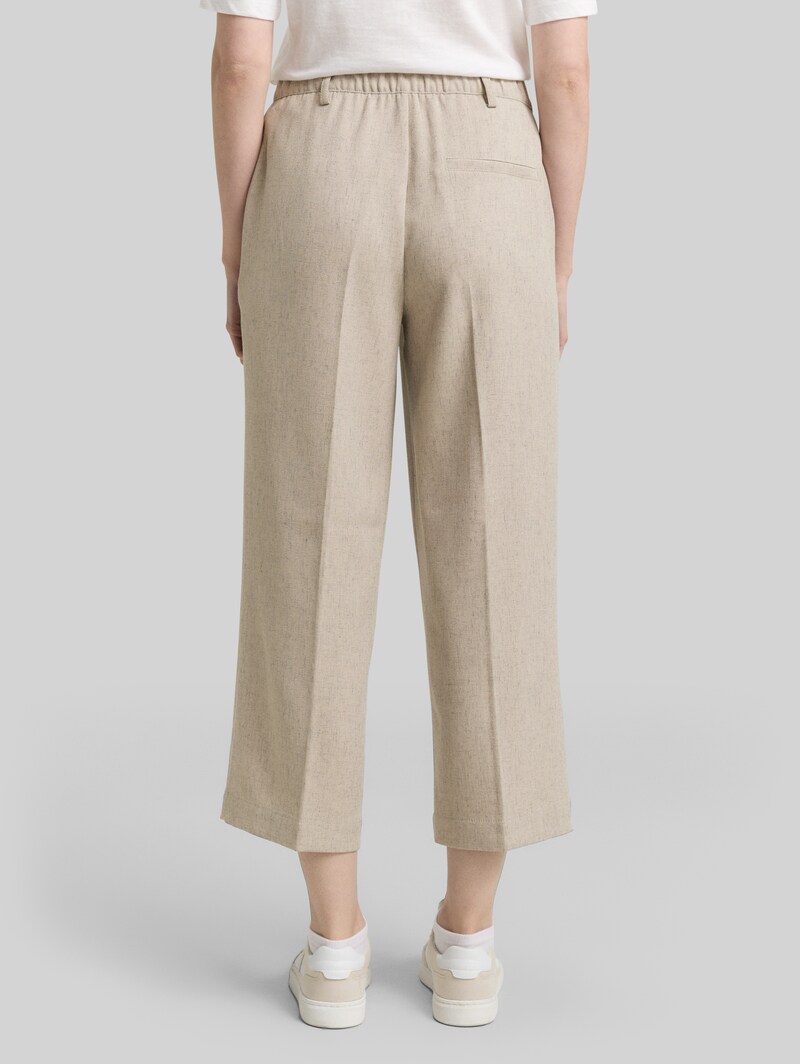 Tom Tailor Culotte Hose mit Bügelfalte - Taupe Black Structure Tom Tailor Culotte Hose mit Bügelfalte - Taupe Black Structure
