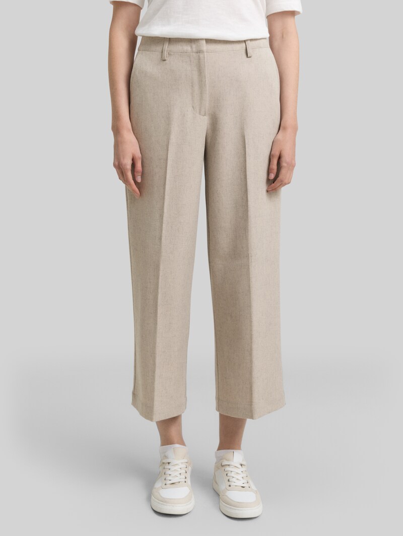 Tom Tailor Culotte Hose mit Bügelfalte - Taupe Black Structure