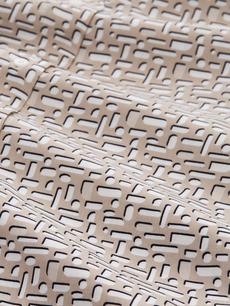 Tom Tailor Bluse aus Viskose - Soft Taupe Geometric Minimal