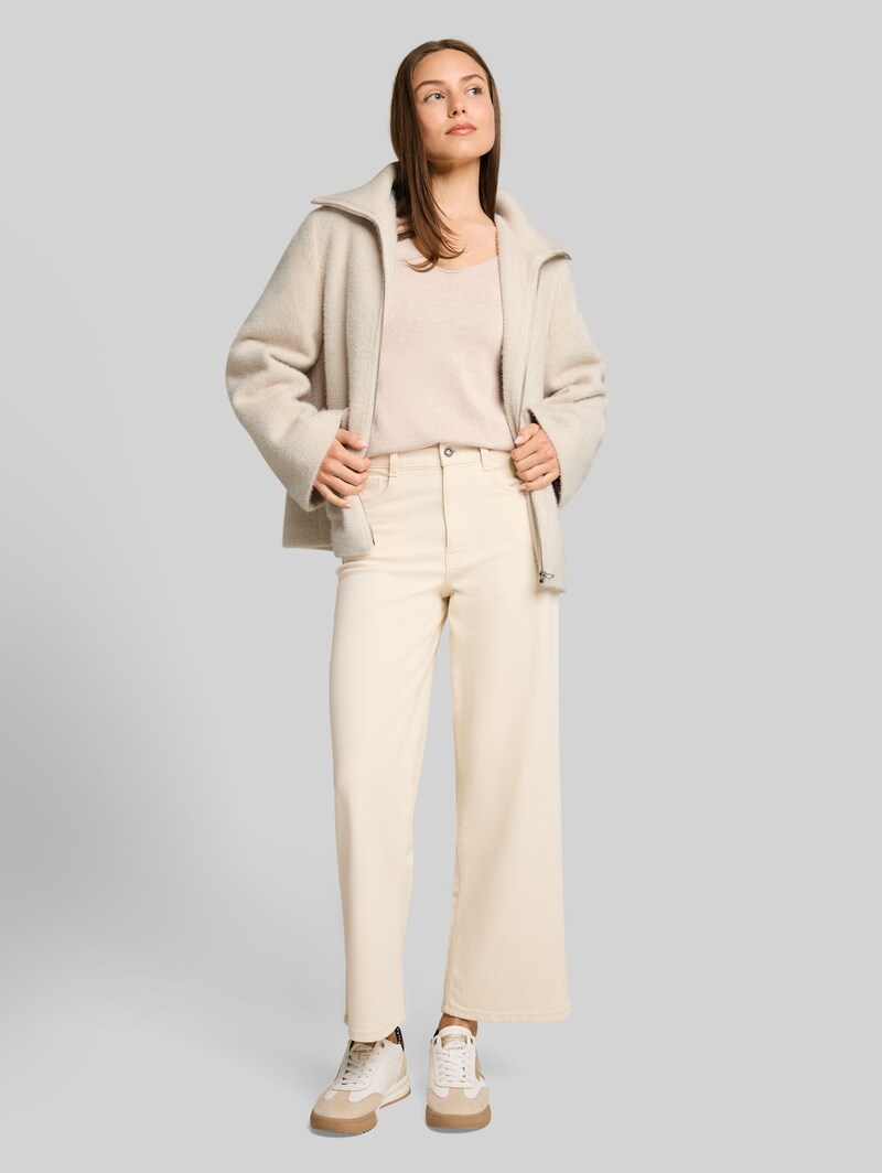Tom Tailor Cosy Jacke mit Taschen - Cold Beige Structure
