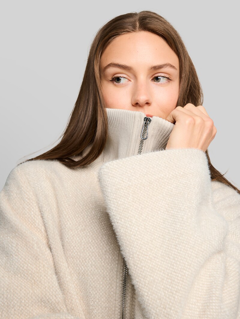 Tom Tailor Cosy Jacke mit Taschen - Cold Beige Structure