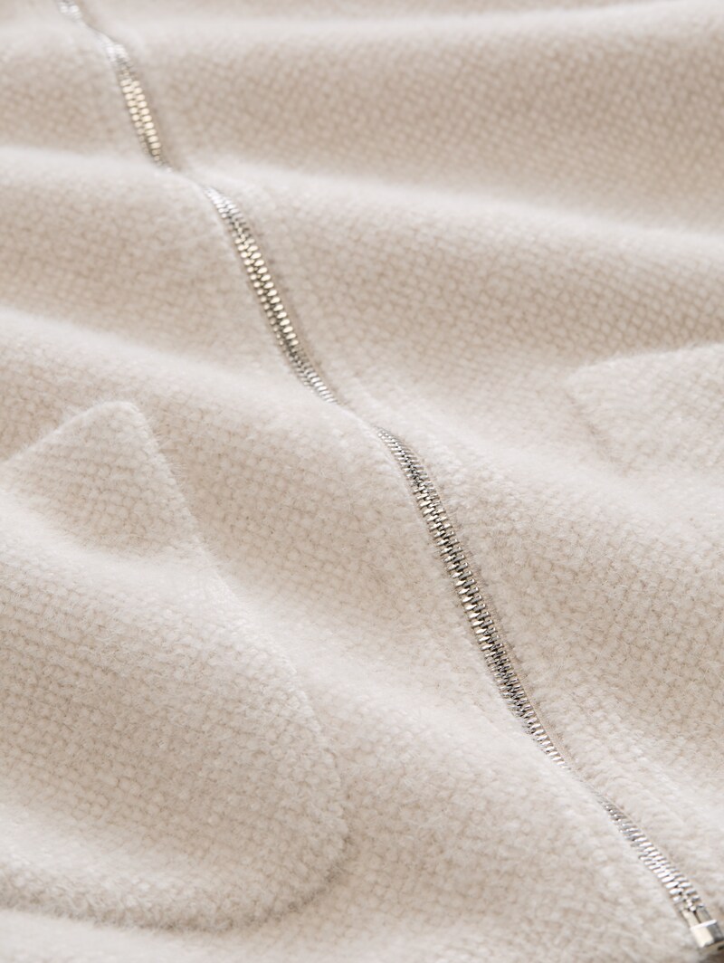 Tom Tailor Cosy Jacke mit Taschen - Cold Beige Structure