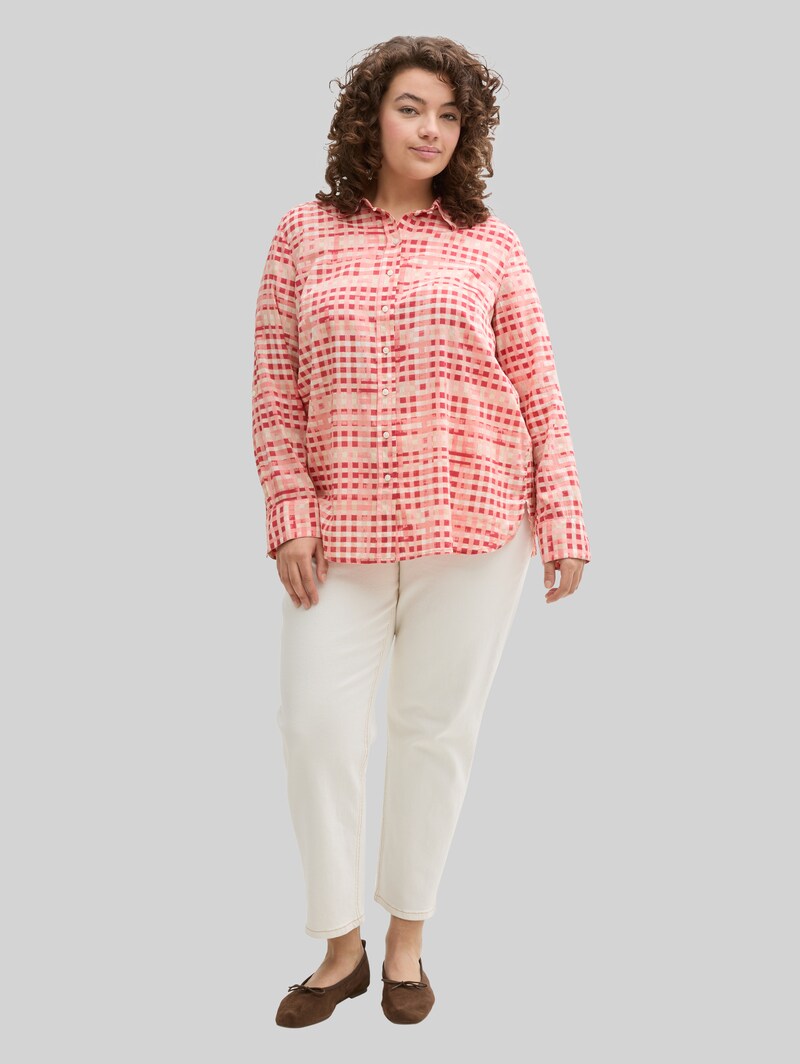 Tom Tailor Plus Size - Bluse mit Muster - Berry Red Check Design