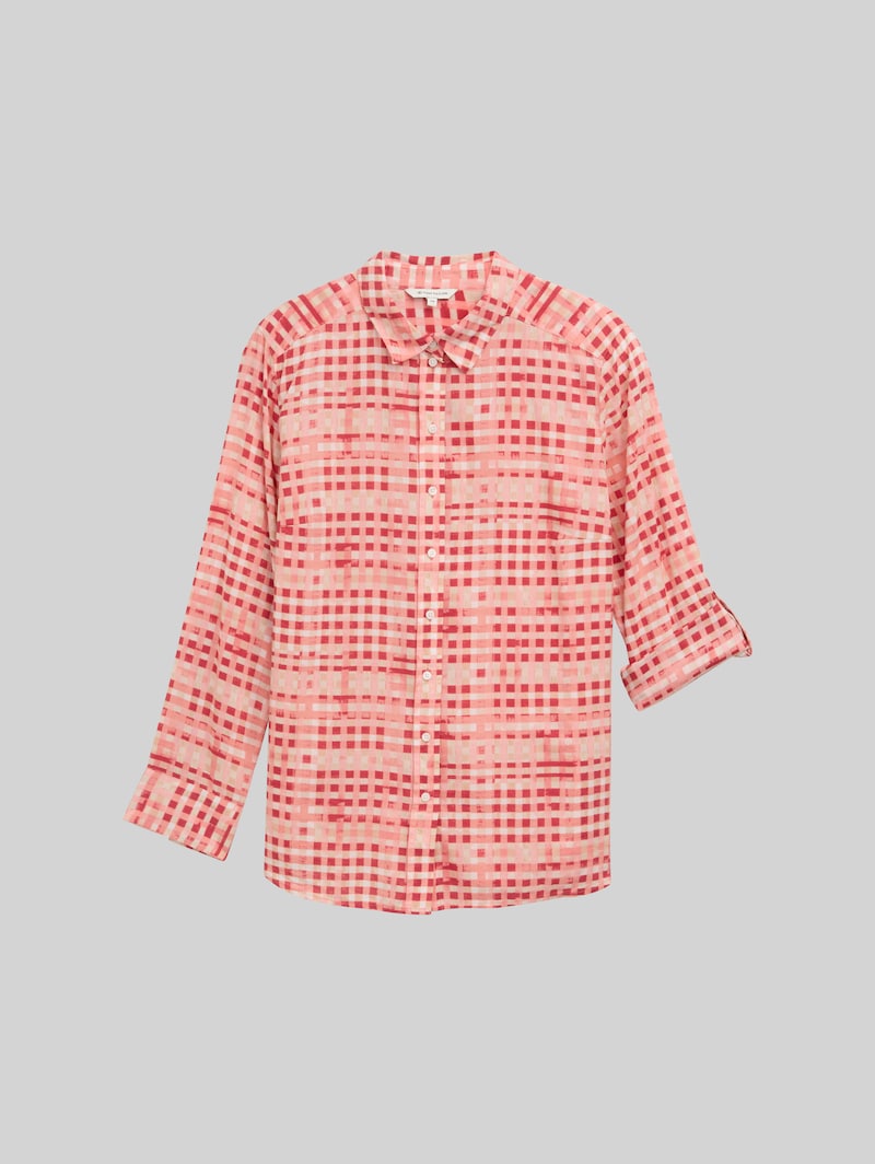Tom Tailor Plus Size - Bluse mit Muster - Berry Red Check Design