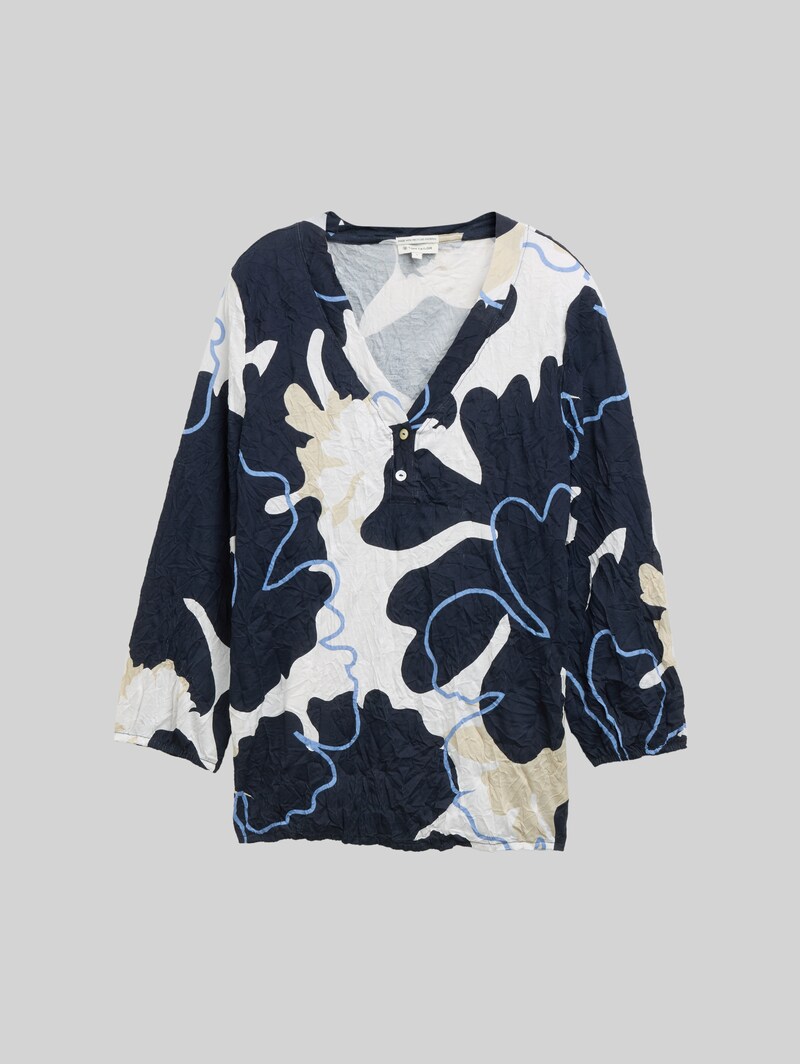 Tom Tailor Crinkle Blusenshirt - Big Floral Shapes Design