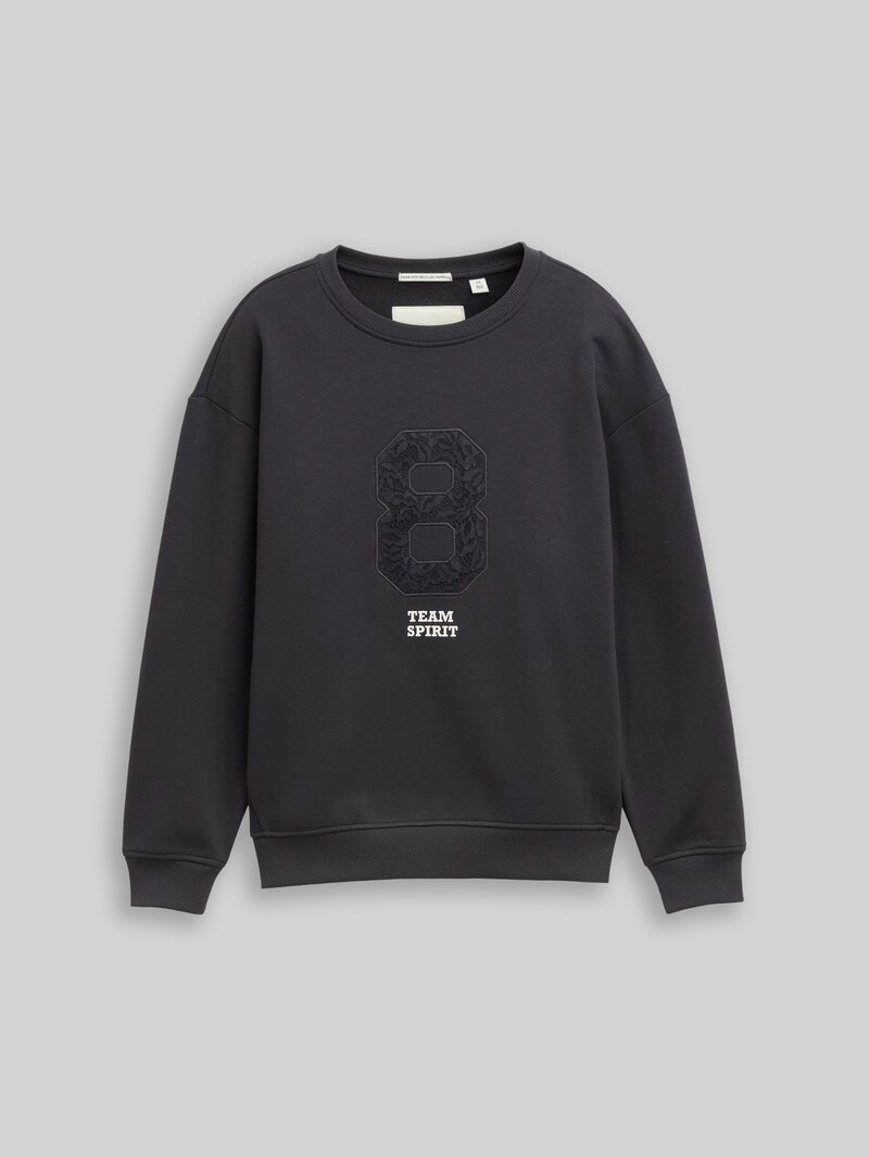 Tom Tailor Oversize Sweatshirt mit Applikation - Coal Grey