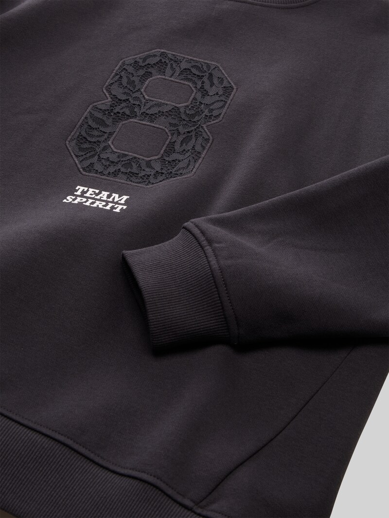 Tom Tailor Oversize Sweatshirt mit Applikation - Coal Grey