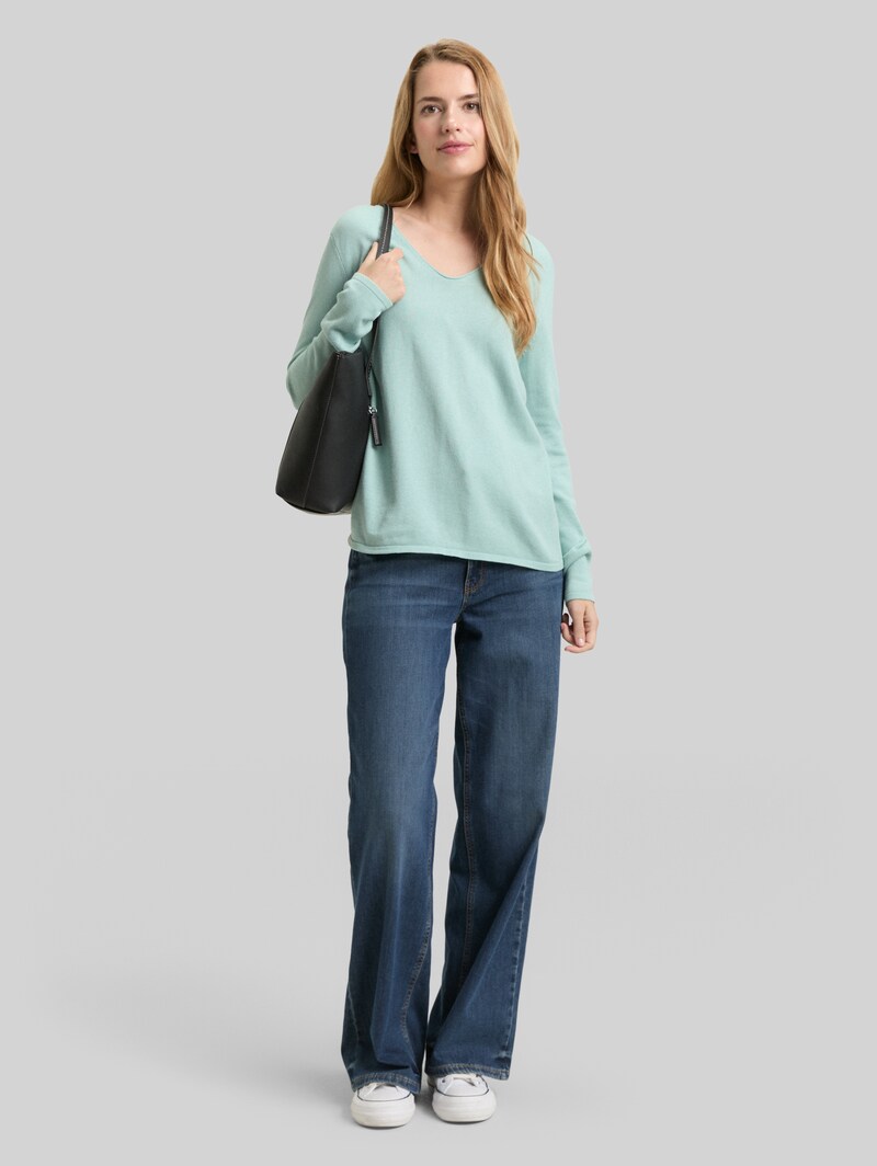 Tom Tailor Strickpullover mit V-Ausschnitt - Blue Haze