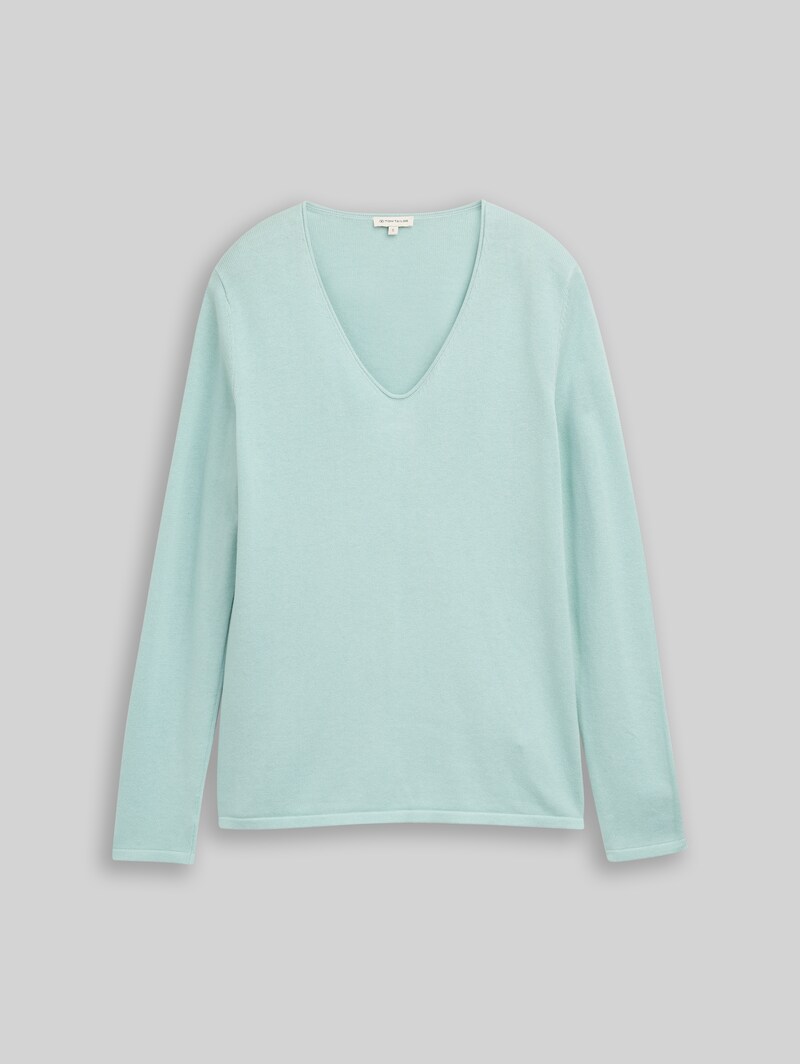 Tom Tailor Strickpullover mit V-Ausschnitt - Blue Haze