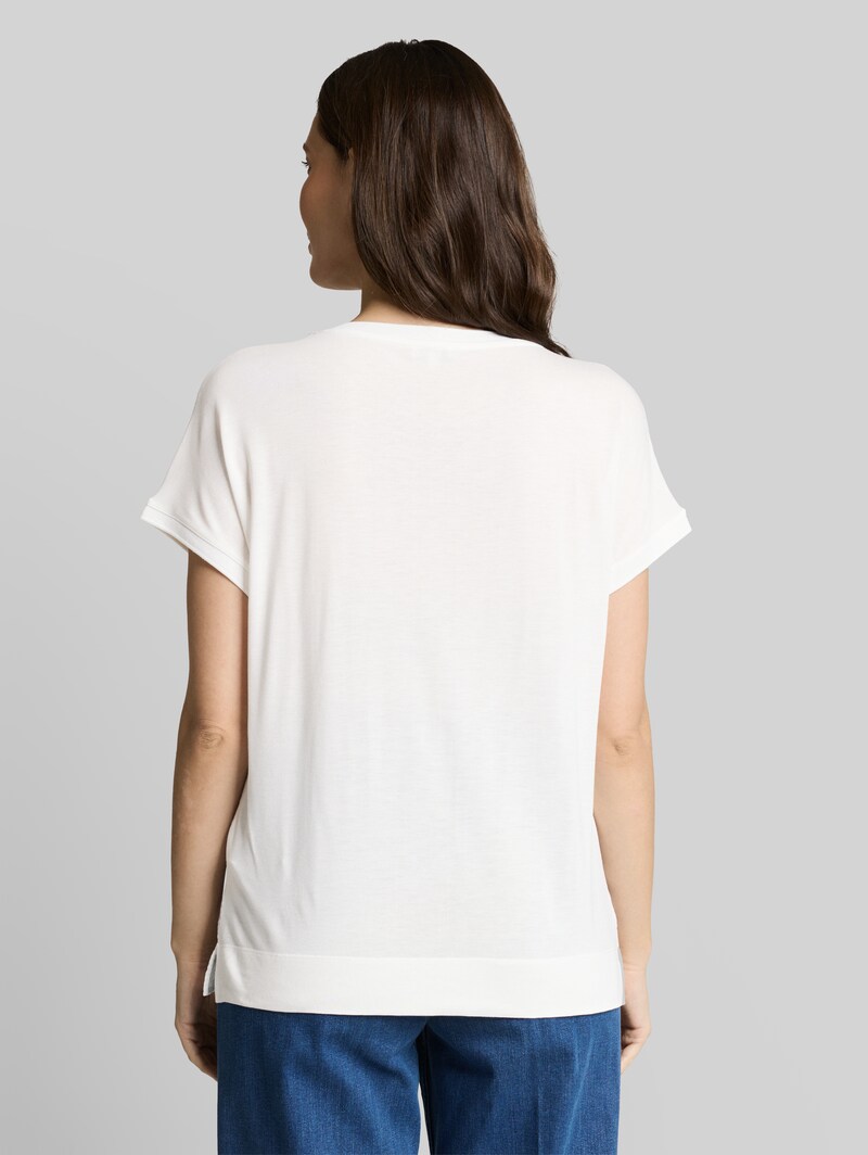 Tom Tailor T-Shirt im Material-Mix - Whisper White