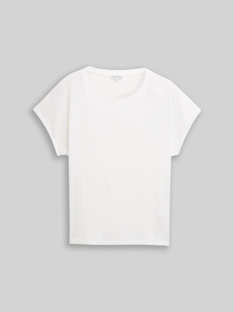 Tom Tailor T-Shirt im Material-Mix - Whisper White