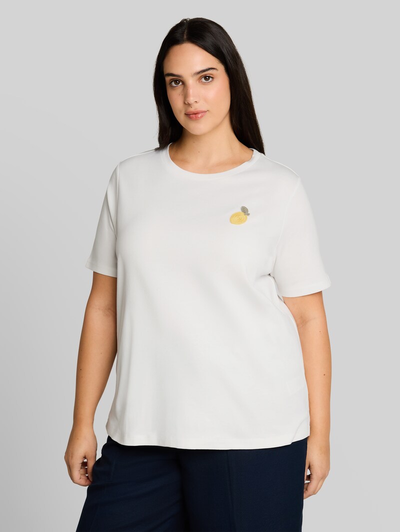 Tom Tailor Plus Size - T-Shirt mit Häkel-Detail - Whisper White Tom Tailor Plus Size - T-Shirt mit Häkel-Detail - Whisper White