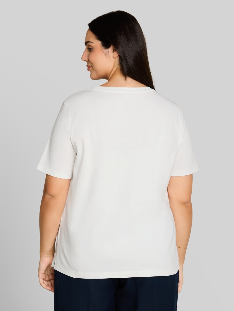 Tom Tailor Plus Size - T-Shirt mit Häkel-Detail - Whisper White