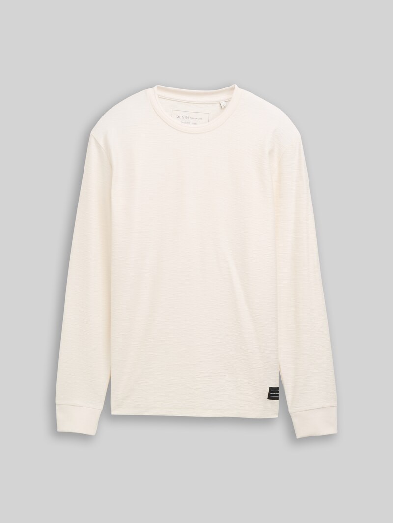 Tom Tailor Langarmshirt mit Logo-Badge - Gardenia White
