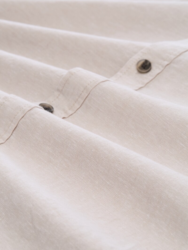 Tom Tailor Relaxed Fit Kurzarmhemd mit Leinenanteil - Muted Grey Chambray