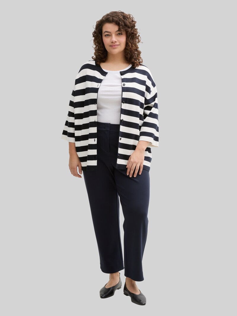 Tom Tailor Plus Size - Cardigan mit Streifenmuster - Navy Offwhite Block Stripe