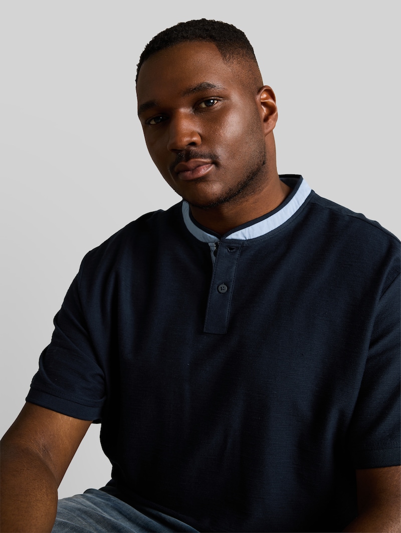 Tom Tailor Plus Size - Poloshirt mit Stehkragen - Sky Captain Blue