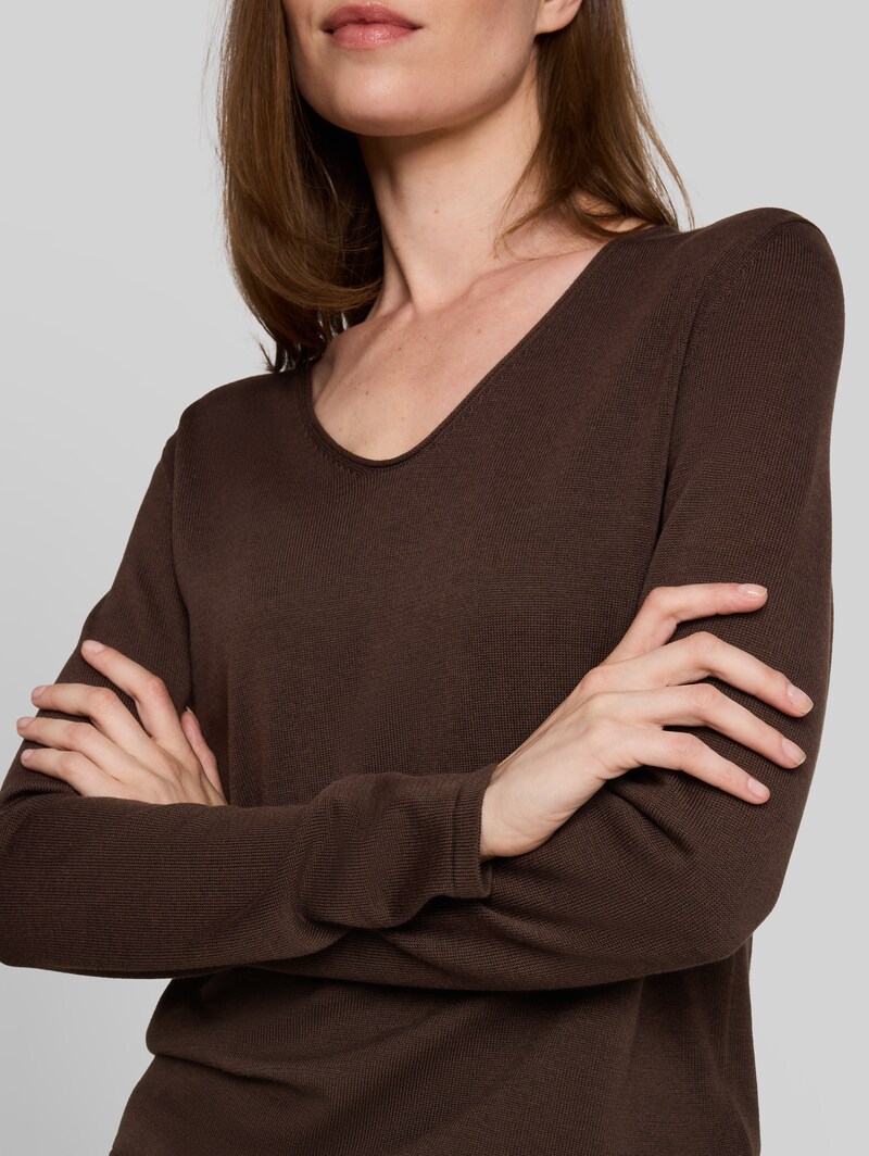 Tom Tailor Strickpullover mit V-Ausschnitt - Java Dark Brown