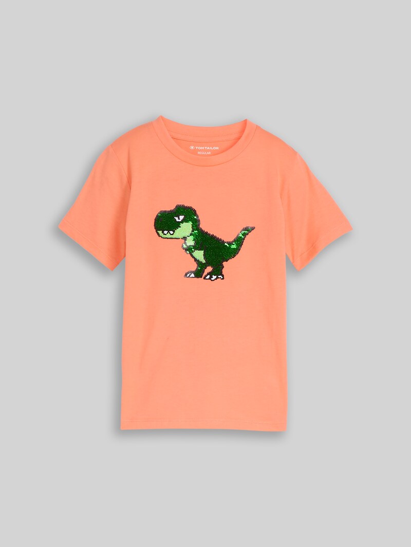 Tom Tailor T-Shirt mit Wendepailletten - Bright Coral