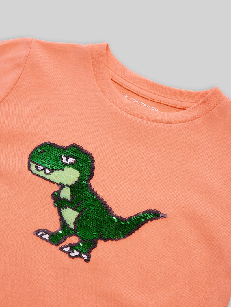 Tom Tailor T-Shirt mit Wendepailletten - Bright Coral