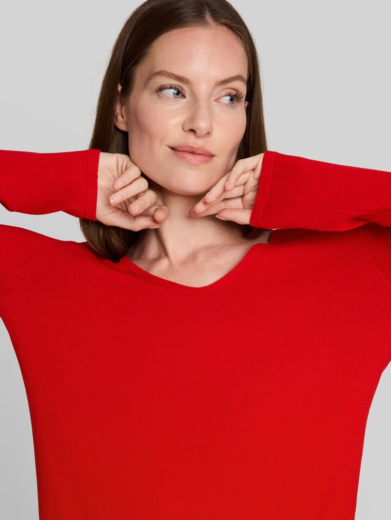 Tom Tailor Strickpullover mit V-Ausschnitt - Soft Scarlet Red