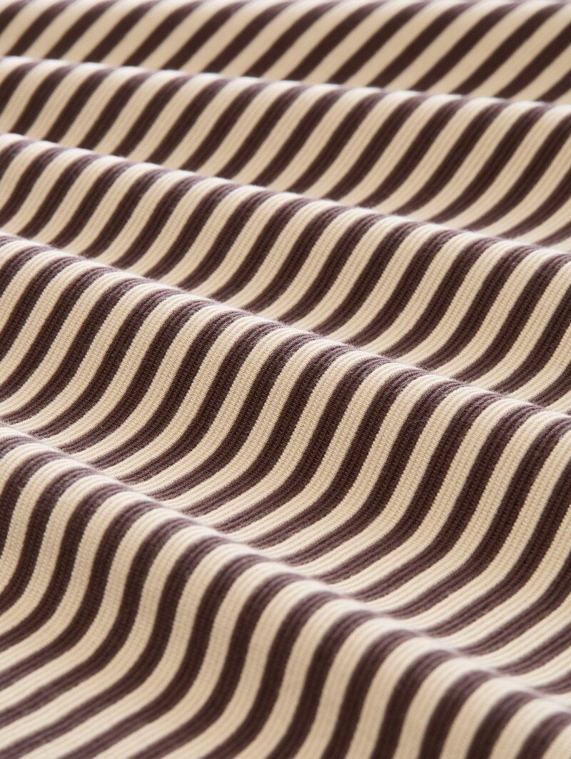Tom Tailor Plus Size - Langarmshirt mit Knopf-Details - Dark Brown Beige Stripe