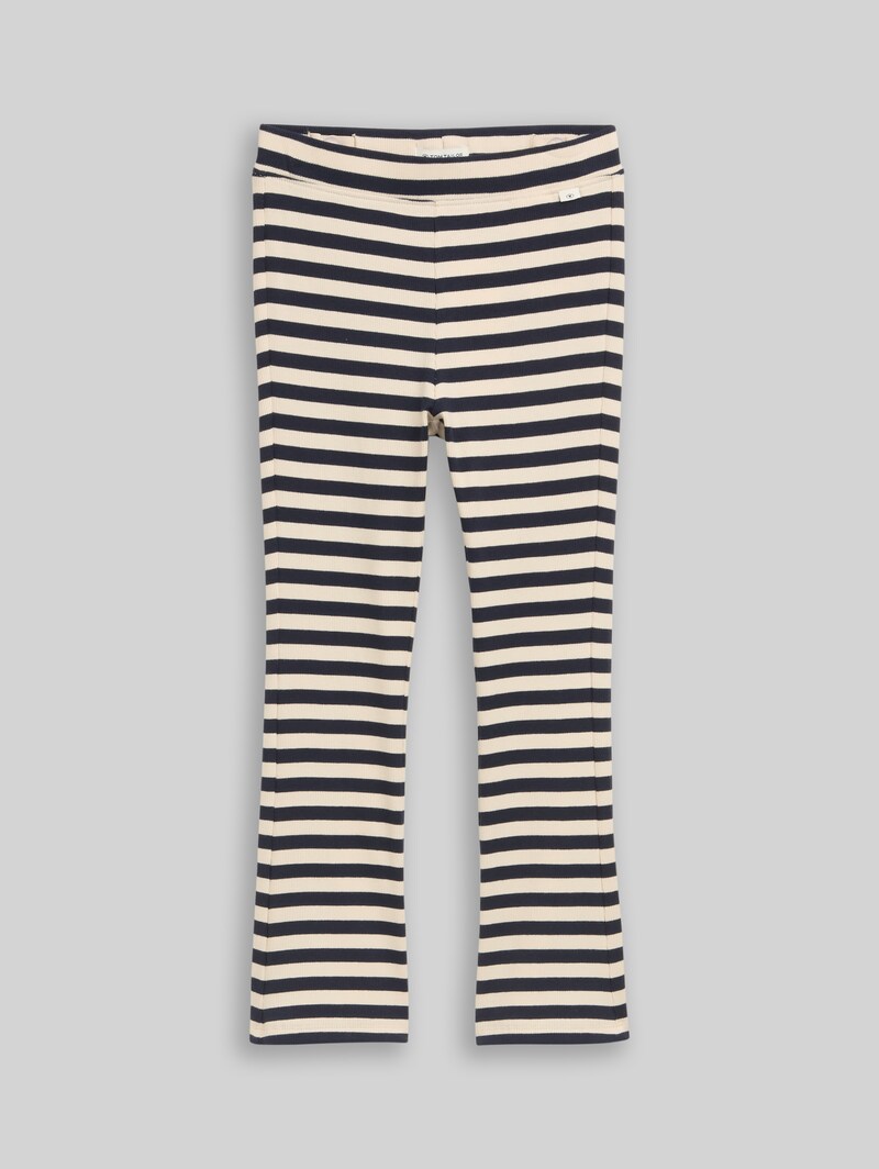 Tom Tailor Flared Leggings mit Streifenmuster - Dark Blue Off White Stripe