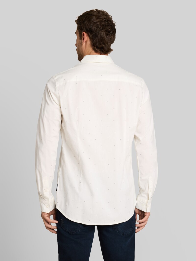 Tom Tailor Fitted Hemd mit Stretch - White Navy Dot Design