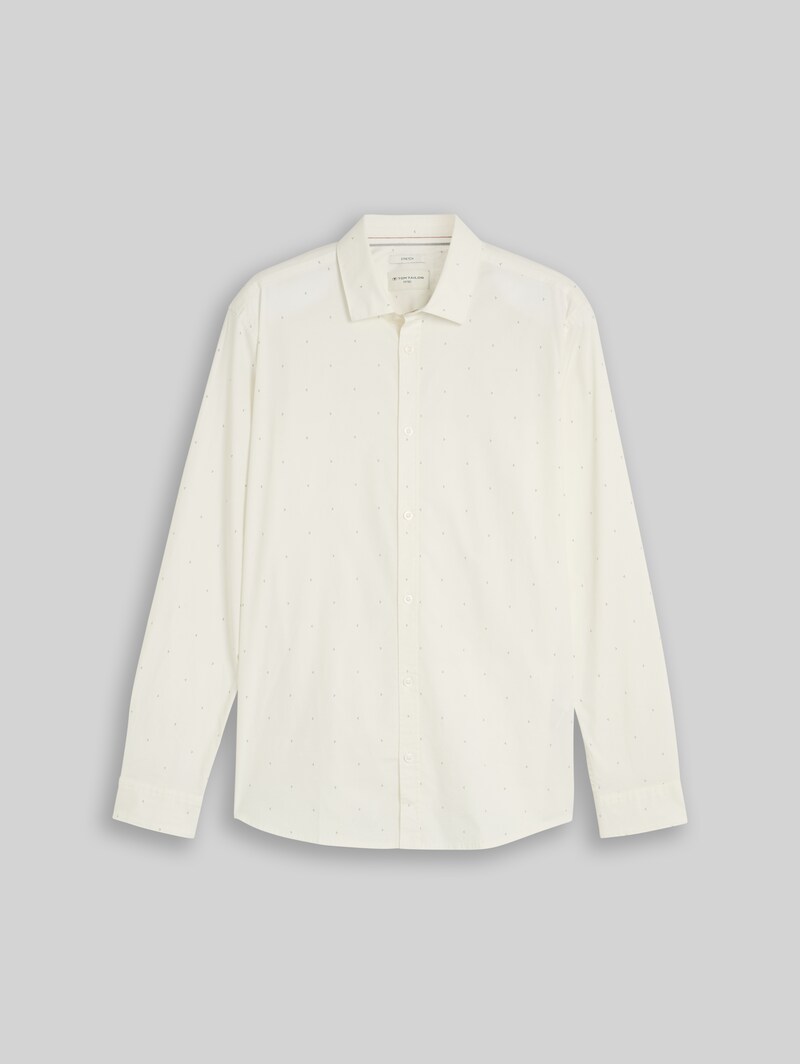 Tom Tailor Fitted Hemd mit Stretch - White Navy Dot Design