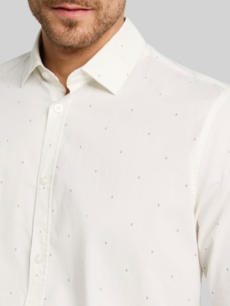 Tom Tailor Fitted Hemd mit Stretch - White Navy Dot Design