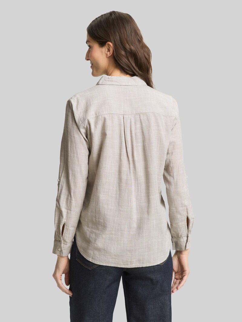 Tom Tailor Bluse mit Brusttaschen - Soft Taupe Grey