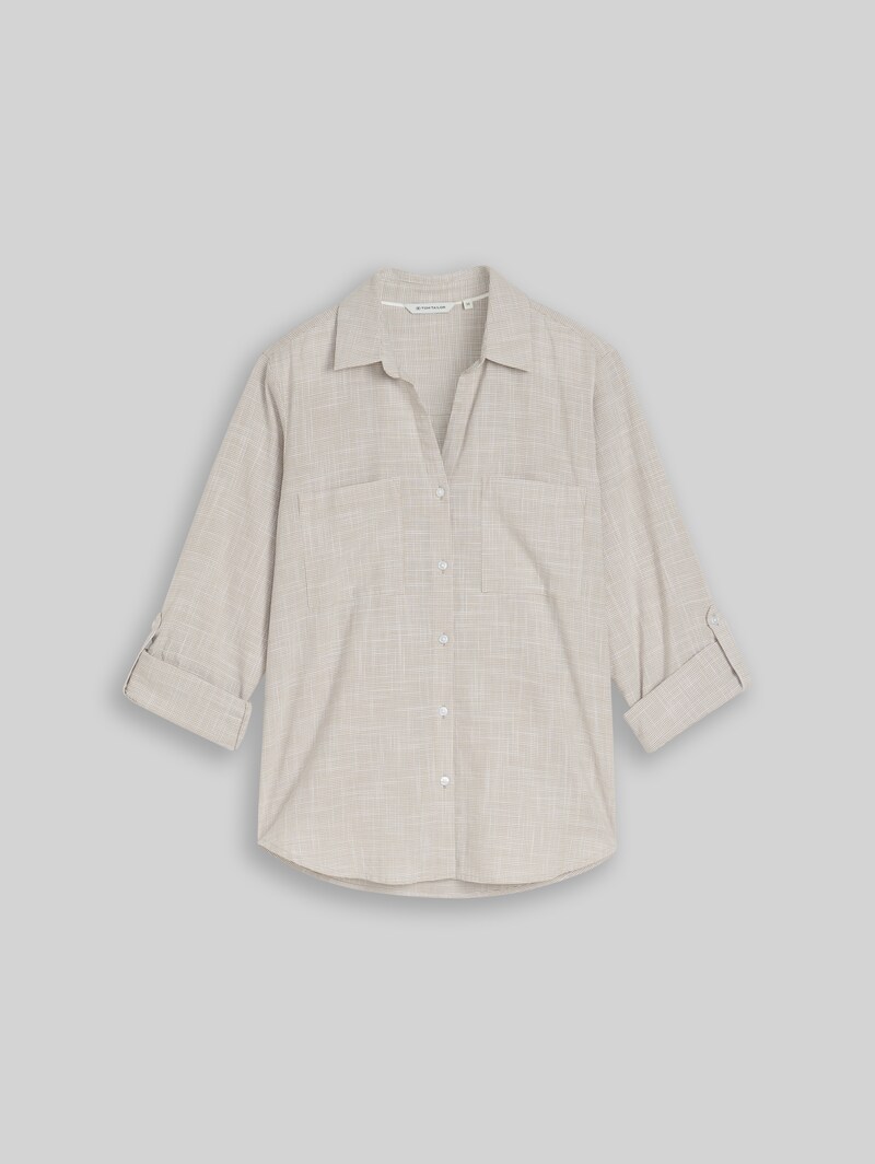 Tom Tailor Bluse mit Brusttaschen - Soft Taupe Grey