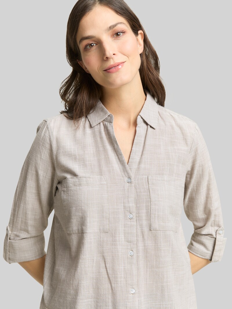 Tom Tailor Bluse mit Brusttaschen - Soft Taupe Grey