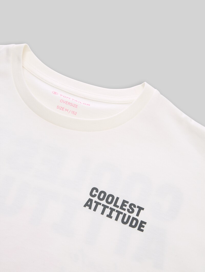 Tom Tailor Oversize T-Shirt mit Foto-Print - Ivory Soft White