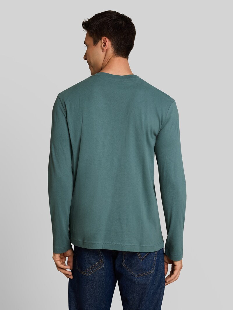 Tom Tailor Langarmshirt mit Logo-Print - Deep Bluish Green