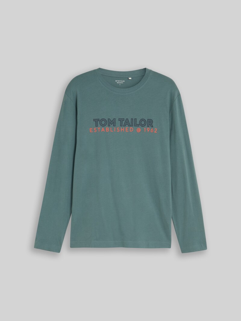 Tom Tailor Langarmshirt mit Logo-Print - Deep Bluish Green