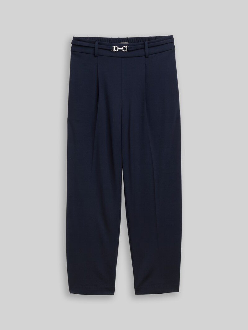 Tom Tailor Cropped Straight Hose mit Gürtel - Sky Captain Blue