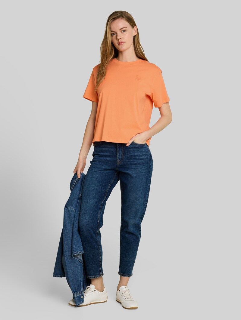 Tom Tailor Boxy Fit T-Shirt mit Stickerei - Bright Coral