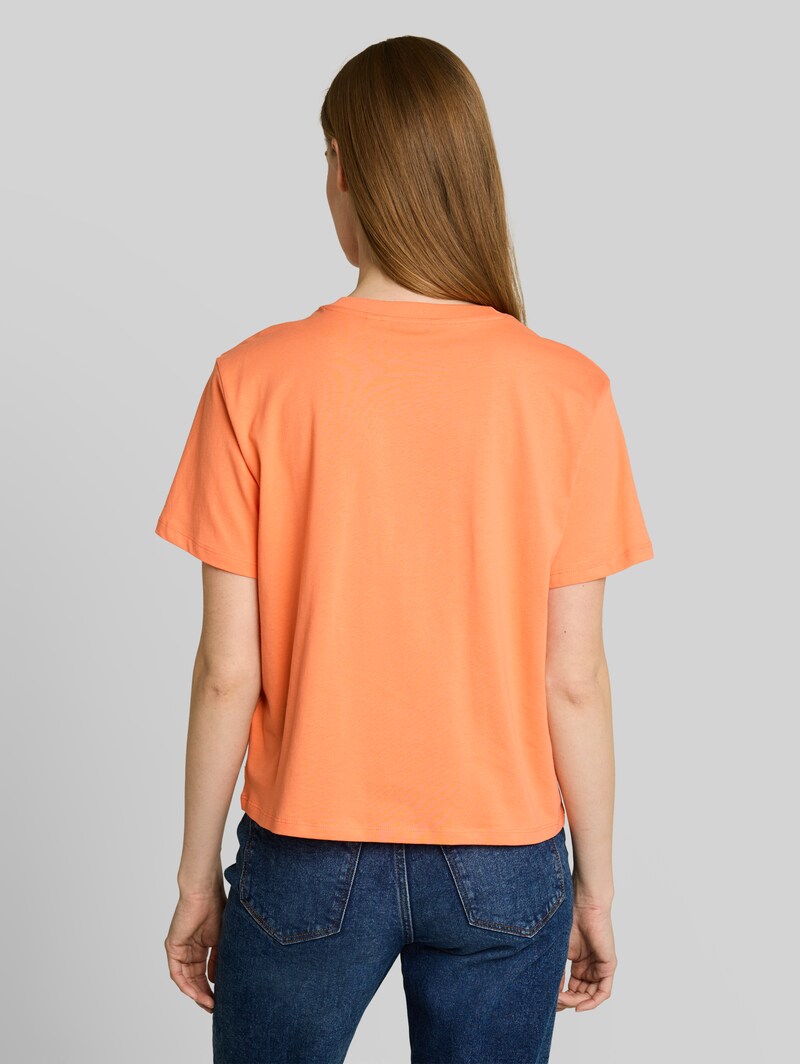 Tom Tailor Boxy Fit T-Shirt mit Stickerei - Bright Coral
