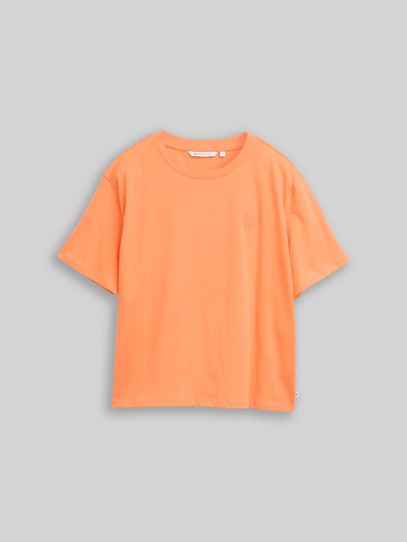 Tom Tailor Boxy Fit T-Shirt mit Stickerei - Bright Coral