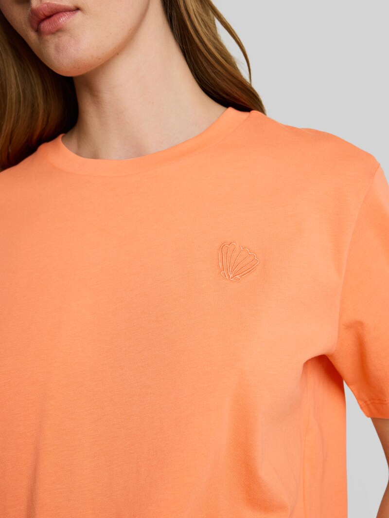 Tom Tailor Boxy Fit T-Shirt mit Stickerei - Bright Coral