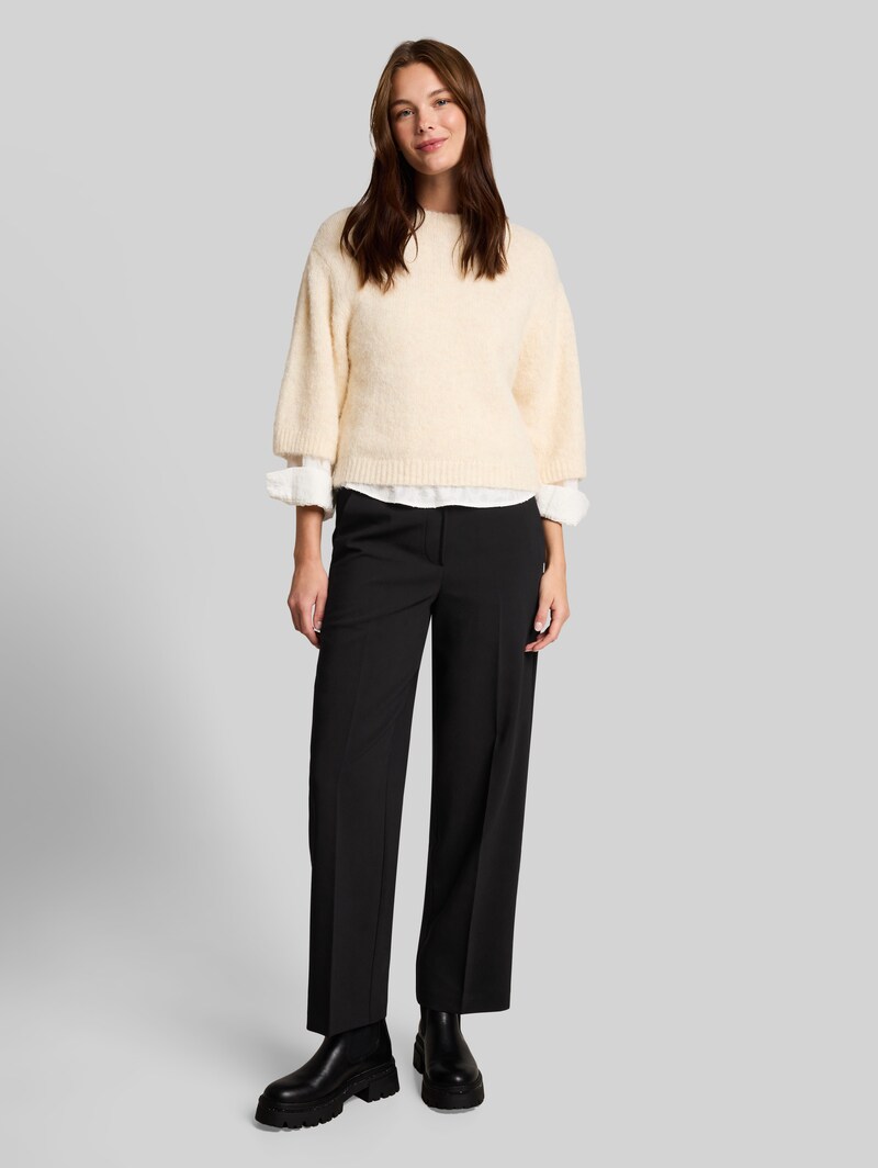 Tom Tailor Straight Hose mit Bügelfalte - Deep Black
