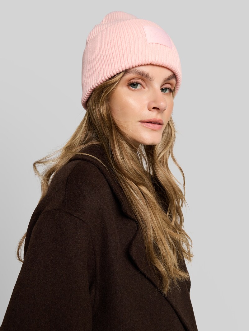 Tom Tailor Beanie Mütze mit Badge - Light Pastel Pink Melange