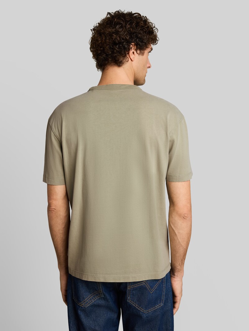 Tom Tailor Relaxed Fit T-Shirt mit Schriftzug - Dark Sage Green