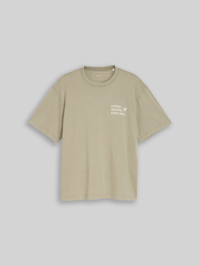 Tom Tailor Relaxed Fit T-Shirt mit Schriftzug - Dark Sage Green