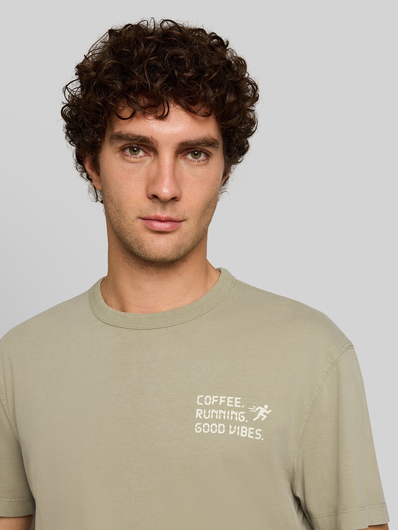 Tom Tailor Relaxed Fit T-Shirt mit Schriftzug - Dark Sage Green