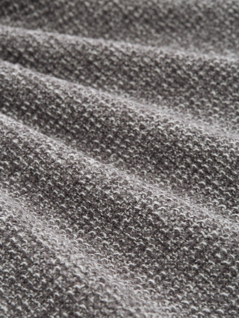 Tom Tailor Strickpullover in Melange-Optik - Grey White Mouline