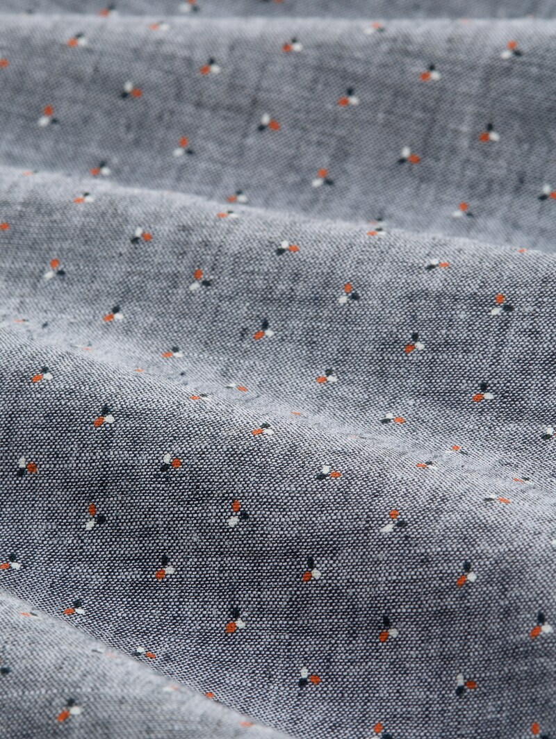 Tom Tailor Regular Fit Kurzarmhemd mit Leinenanteil - Navy Design