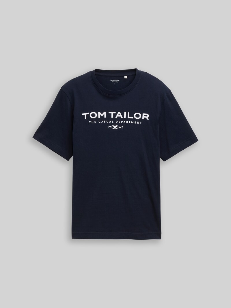 Tom Tailor T-Shirt aus Baumwolle mit Logo-Print - Sky Captain Blue
