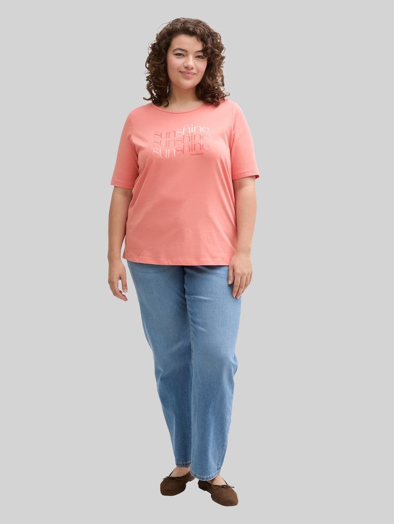 Tom Tailor Plus Size - T-Shirt mit Print - Rosewood Pink